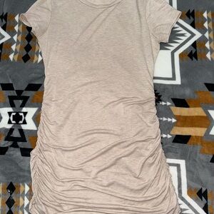 Elegant Beige Ruched Short Sleeve Top